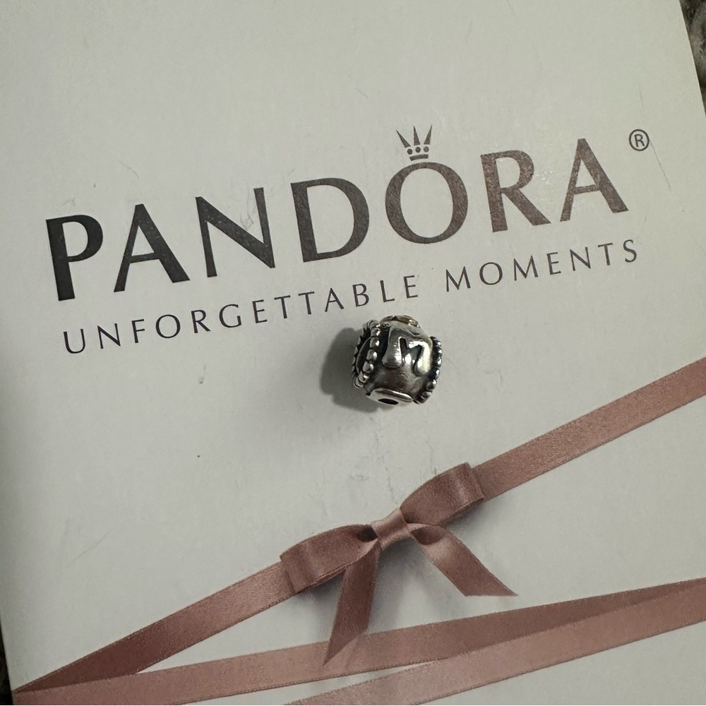 Pandora MOM 14K Charm Salmon CZ